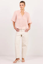 Load image into Gallery viewer, Ivy + Jack Continuance Semi Sheer High Neck Buttoned Short Sleeve Top - Blush Apparel > Women > Clothing > Tops > Short Sleeve Tops > Ivy Jack Hyde Boutique

