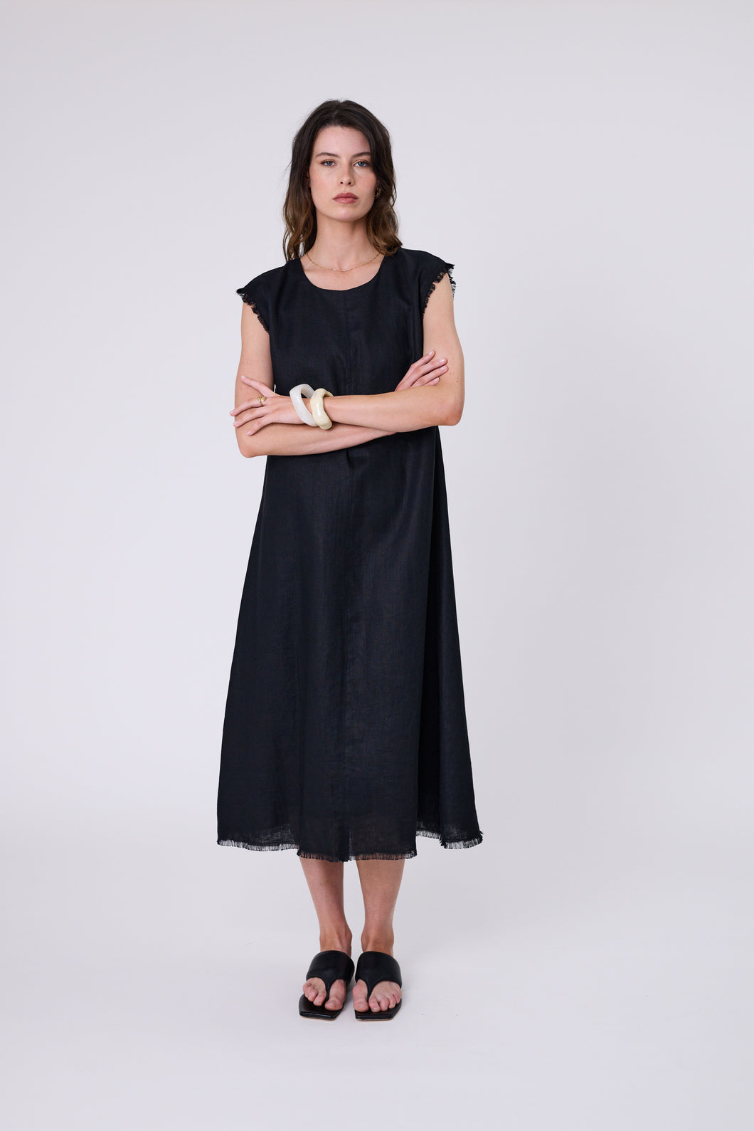 Marlow Costa Linen Dress - Black
