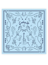 Load image into Gallery viewer, Dark Hampton X Kaylee Bell Cowboy Up Silk Petite Scarf - Blue Hyde Boutique

