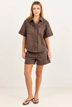 Load image into Gallery viewer, Stories be Told Crucial Denim Short Sleeve Shacket - Mocha Arriving Thursday
