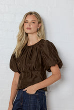 Load image into Gallery viewer, Stories Be Told Finali Puff Short Sleeve Top - Chocolate
