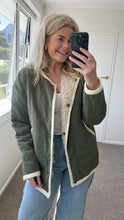 Load image into Gallery viewer, Moke Juniper Women’s Reversible Jacket - Olive Apparel > Women > Clothing > Jackets &amp; Coats > Reversible Jackets > Moke Hyde Boutique
