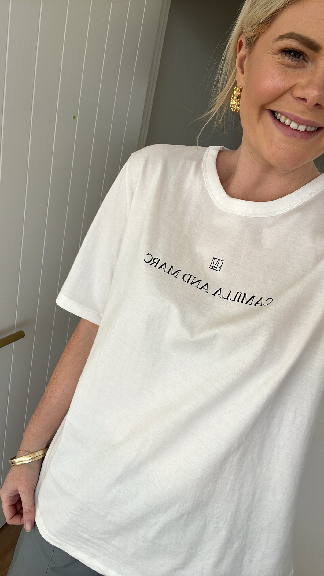 Camilla and Marc Grayson Tee - Soft White/Black Hyde Boutique