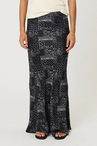 Remain River Maxi Skirt - Black Bandana Hyde Boutique