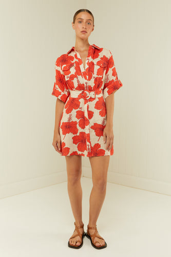 Palm Noosa Camelia Dress - Red Hibiscus  Hyde Boutique   