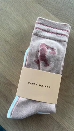 Karen Walker Runaway Girl Socks 2 Pack - Pink/White Hyde Boutique