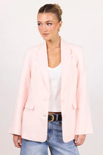Load image into Gallery viewer, Among The Brave Diploma Linen Two Button Vent Sleeve Blazer - Soft Pink Hyde Boutique
