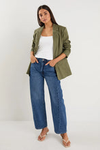 Load image into Gallery viewer, Ivy + Jack Dock Ramie Rolled Sleeve Blazer - Khaki
