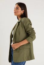 Load image into Gallery viewer, Ivy + Jack Dock Ramie Rolled Sleeve Blazer - Khaki
