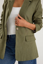 Load image into Gallery viewer, Ivy + Jack Dock Ramie Rolled Sleeve Blazer - Khaki
