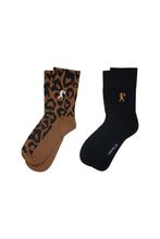 Load image into Gallery viewer, Karen Walker Leopard Socks 2 Pack - Tan/Black
