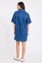 Load image into Gallery viewer, Stories Be Told Shortcut Short Sleeve Boxy Mini Dress - Storm Blue Hyde Boutique
