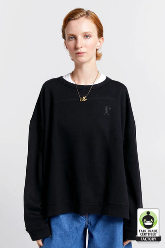 Karen Walker Embroidered Runaway Girl Organic Cotton Crewneck Sweatshirt - Black  Hyde Boutique   