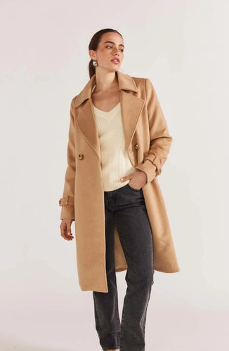 Staple The Label Bedford Coat- Camel Sweater Hyde Boutique   