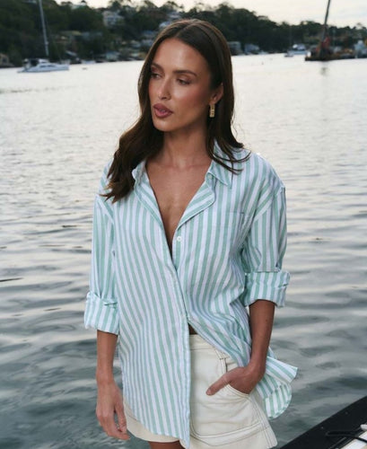 Stories Be Told You Got This Boyfriend Shirt - Green Stripe Hyde Boutique