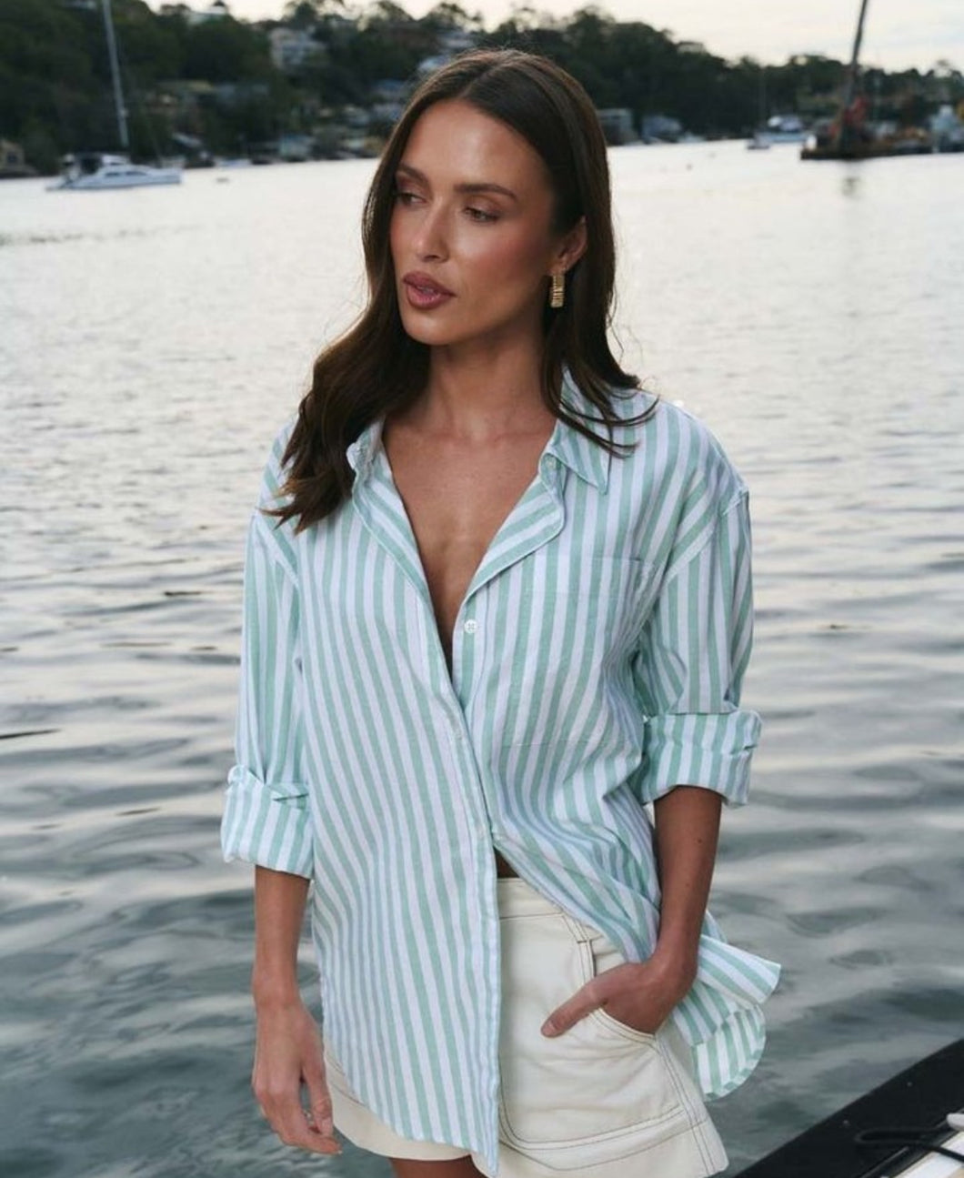 Stories Be Told You Got This Boyfriend Shirt - Green Stripe Hyde Boutique