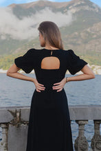 Load image into Gallery viewer, Stories Be Told State Black Linen Blend SS Midi Dress - Black Hyde Boutique
