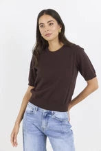 Load image into Gallery viewer, Stories Be Told Edition Crewneck Cashmere Blend Knit Tee - Chocolate

