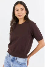 Load image into Gallery viewer, Stories Be Told Edition Crewneck Cashmere Blend Knit Tee - Chocolate
