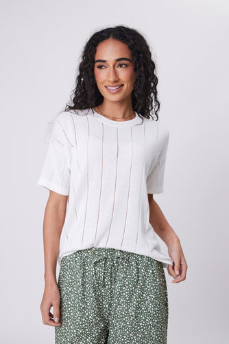 Marlow Ember Knit Tee - Chalk Hyde Boutique