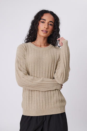 Marlow Evergreen Knit Crew - Oat Hyde Boutique