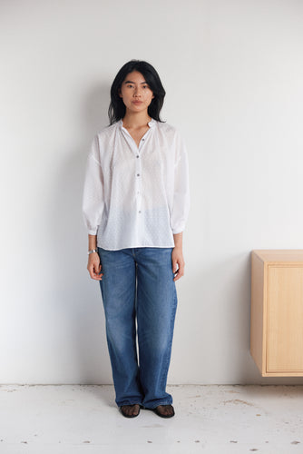 Mahsa Everyday Blouse - Swiss Dot White Hyde Boutique