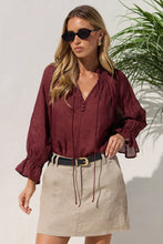 Load image into Gallery viewer, Among The Brave Expedition Shirred Neck Short Sleeve Top - Burgundy Arriving Thursday
