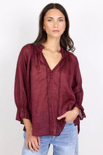 Load image into Gallery viewer, Among The Brave Expedition Shirred Neck Short Sleeve Top - Burgundy Arriving Thursday
