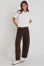 Load image into Gallery viewer, Among The Brave Varsity Barrel Jean - Chocolate Arriving Thursday
