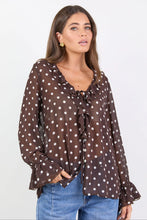 Load image into Gallery viewer, Among The Brave Bohemian Blouse - Chocolate Polkadot
