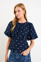 Load image into Gallery viewer, Stories be Told Finali Bubble Sleeve Top - Navy Polka Dot Hyde Boutique
