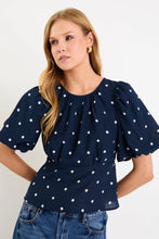 Load image into Gallery viewer, Stories be Told Finali Bubble Sleeve Top - Navy Polka Dot Hyde Boutique
