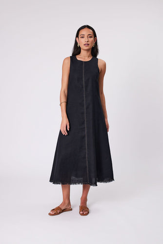 Marlow Florence Linen Dress - Black  Hyde Boutique   