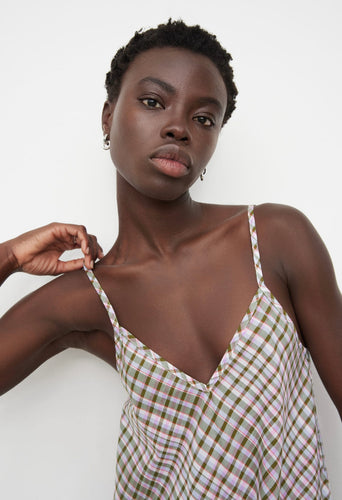 Kowtow Dusk Slip Dress - Optic Check  Hyde Boutique   