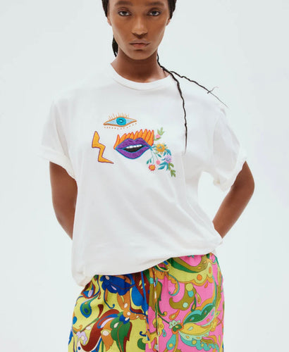 Alemais Meagan Embroidery T-Shirt - Cream  Hyde Boutique   