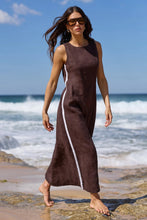 Load image into Gallery viewer, Stories Be Told Future Linen Sleeveless Midi Dress - Dark Chocolate
