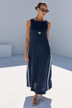 Load image into Gallery viewer, Stories Be Told Future Linen Sleeveless Midi Dress - Ink
