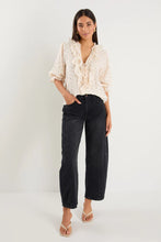 Load image into Gallery viewer, Ivy + Jack Garnish Spot Frill Front Mid Sleeve Top - Cream Black Polka Dot
