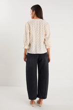Load image into Gallery viewer, Ivy + Jack Garnish Spot Frill Front Mid Sleeve Top - Cream Black Polka Dot
