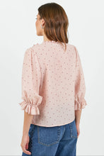 Load image into Gallery viewer, Ivy + Jack Garnish Spot Frill Front Mid Sleeve Top - Blush Polka Dot
