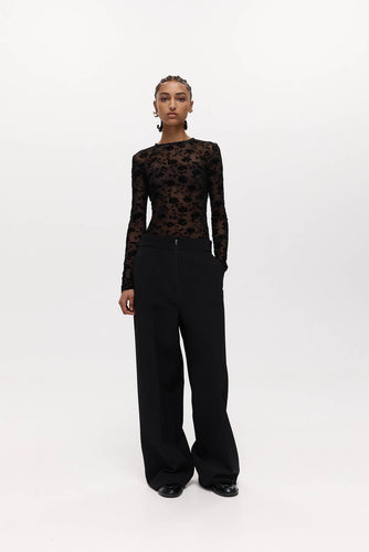 Harris Tapper Darvos Top - Black Mesh Velvet Hyde Boutique