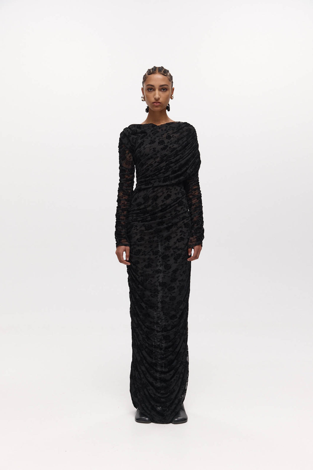 Harris Tapper Rosie Wrap Dress - Black Mesh Velvet Hyde Boutique