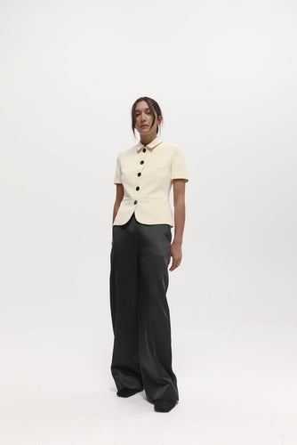 Harris Tapper Short Sleeve Bardot Blazer - Bone Hyde Boutique