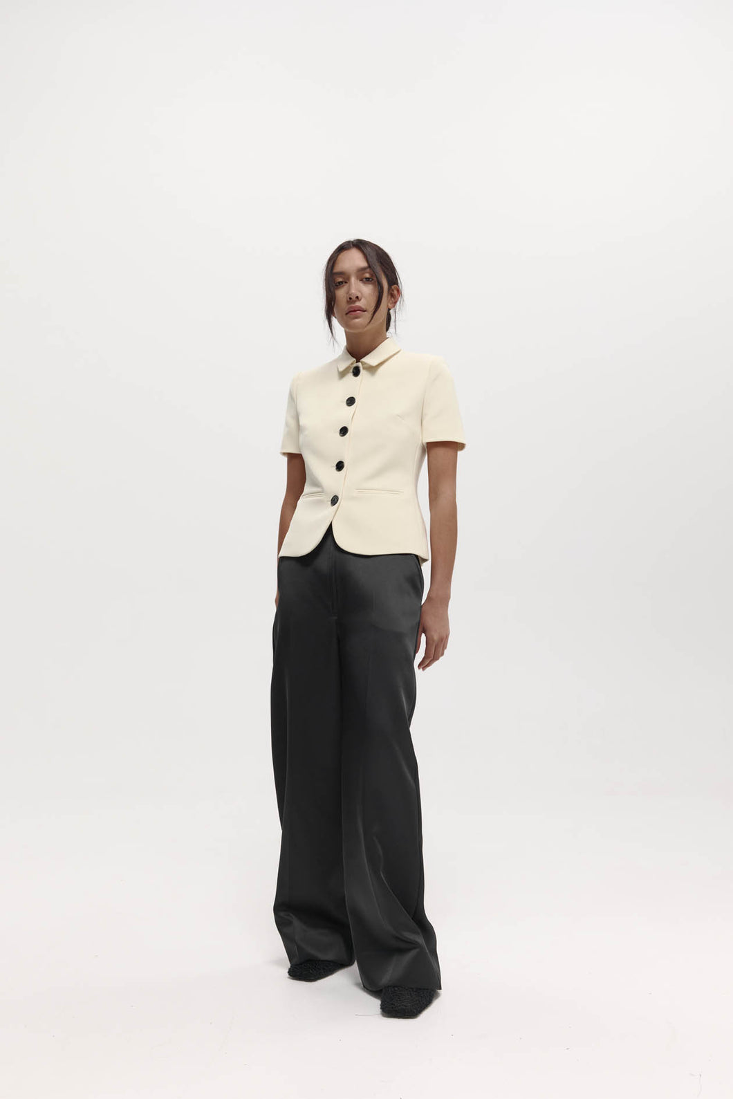 Harris Tapper Short Sleeve Bardot Blazer - Bone Hyde Boutique