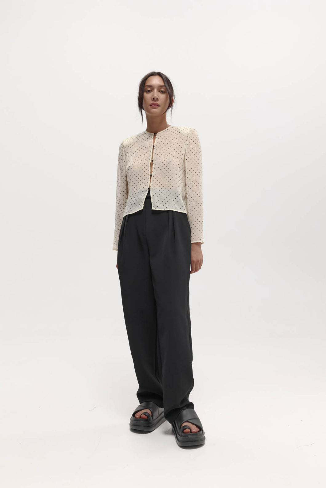 Harris Tapper Eileen Top - Cream Polka Dot Hyde Boutique