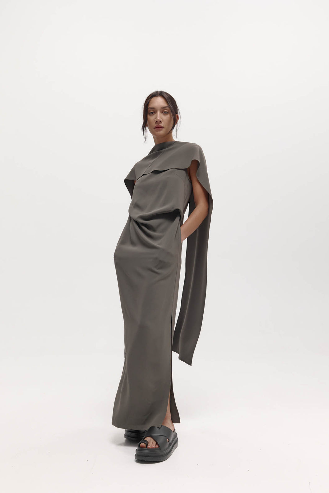 Harris Tapper Laro Dress - Grey Drape Suiting
