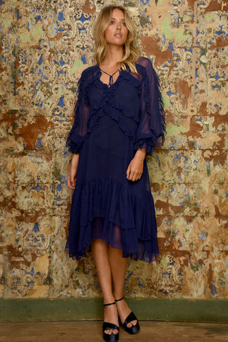 Trelise Cooper Frill At Ease Dress - Navy  Hyde Boutique   