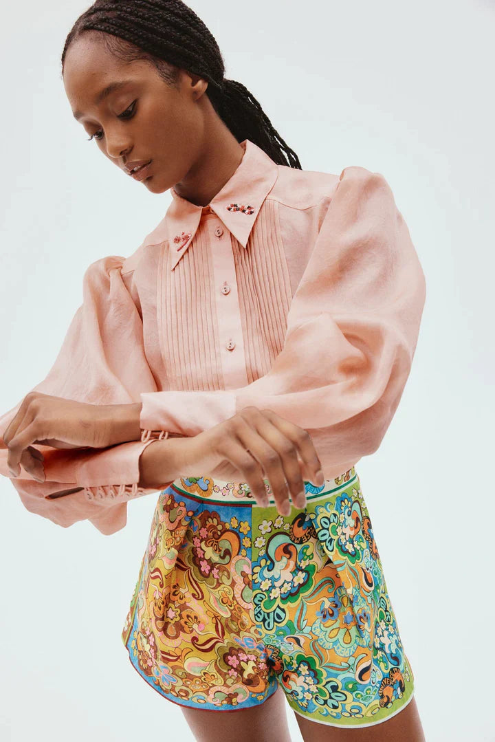 Alemais Zelda Silk Embellished Blouse - Rose  Hyde Boutique   
