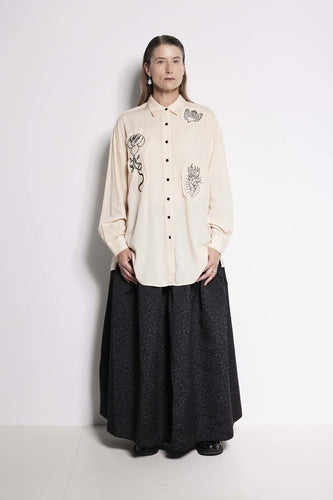 Salasai Compass Rose Shirt - Cream | Black Embroidery  Hyde Boutique   