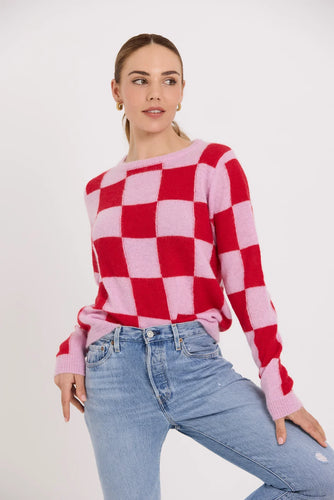 Tuesday Label Box Jumper - Red Check  Hyde Boutique   